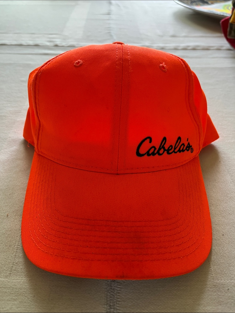 NWNT vintage Cabela's Bright Orange Adult Cap with Black Embroidered Logo